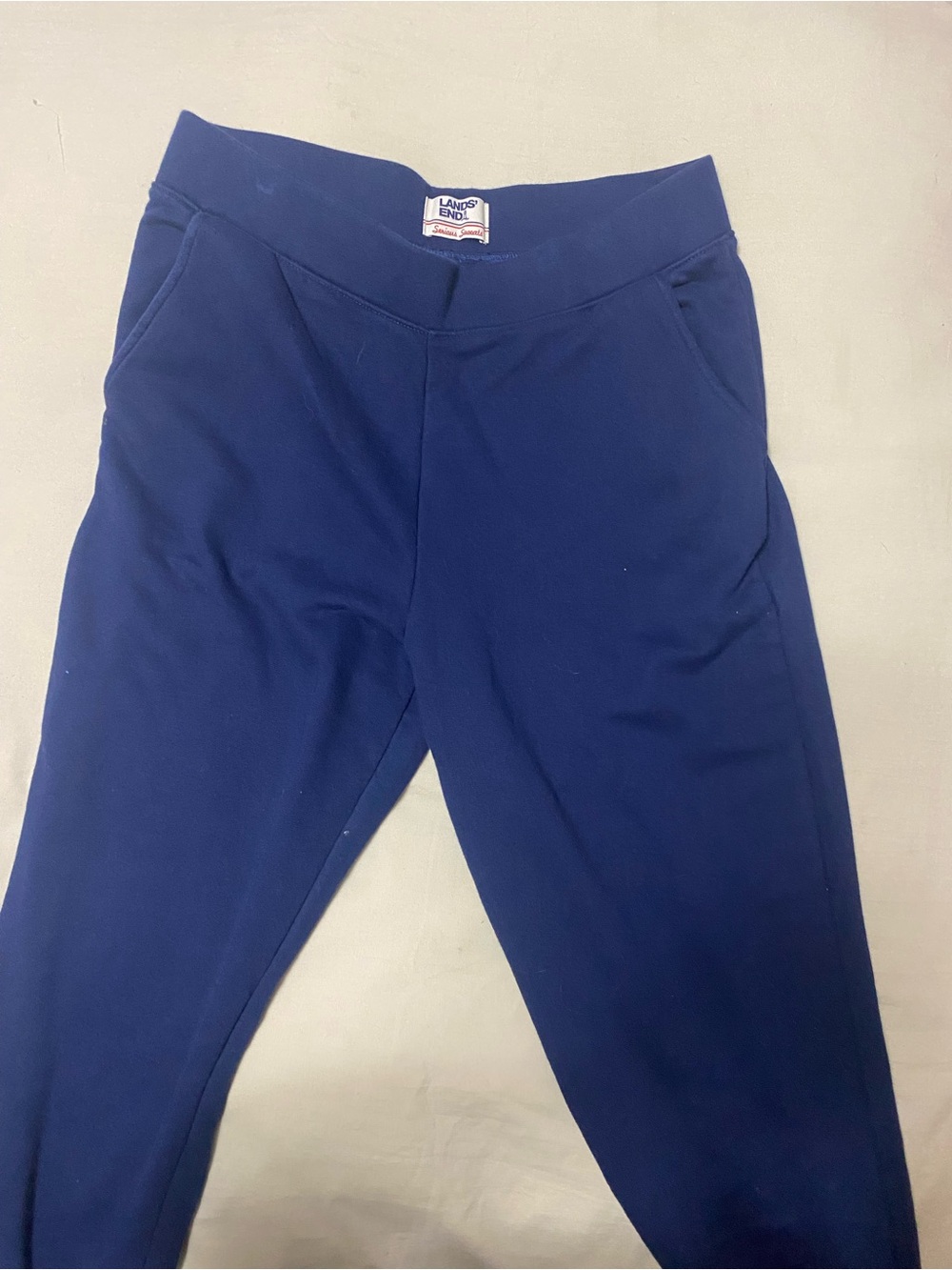 Lands' End Serious Sweats Blue Fleece Tapered Jogger Sweatpants